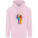 LGBT Fist Gay Pride Day Awareness Mens 80% Cotton Hoodie Light Pink