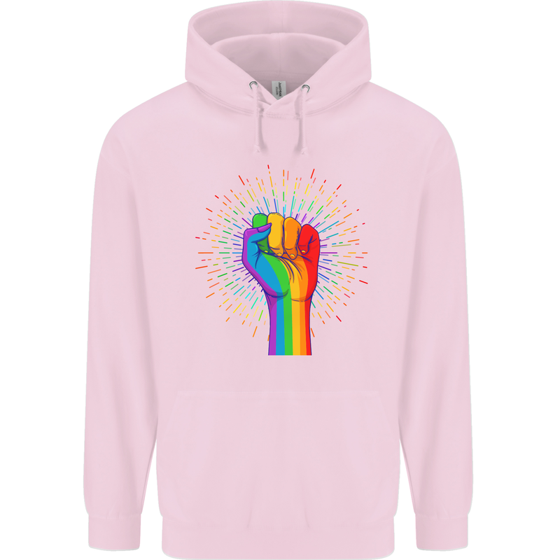 LGBT Fist Gay Pride Day Awareness Mens 80% Cotton Hoodie Light Pink