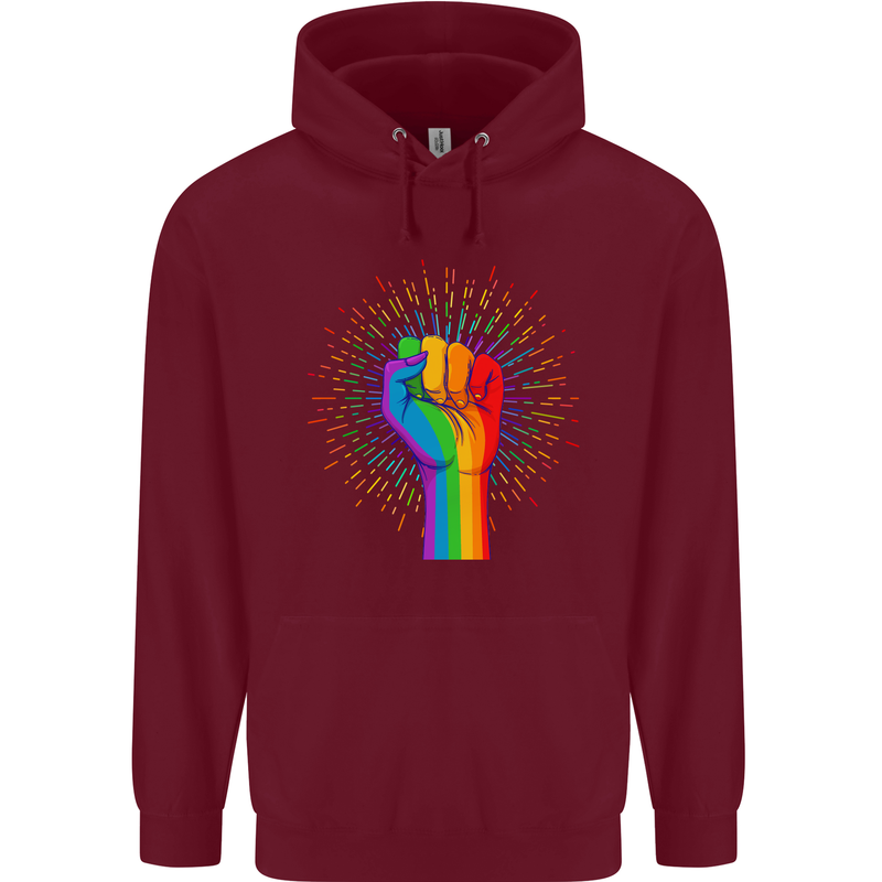LGBT Fist Gay Pride Day Awareness Mens 80% Cotton Hoodie Maroon