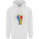 LGBT Fist Gay Pride Day Awareness Mens 80% Cotton Hoodie White