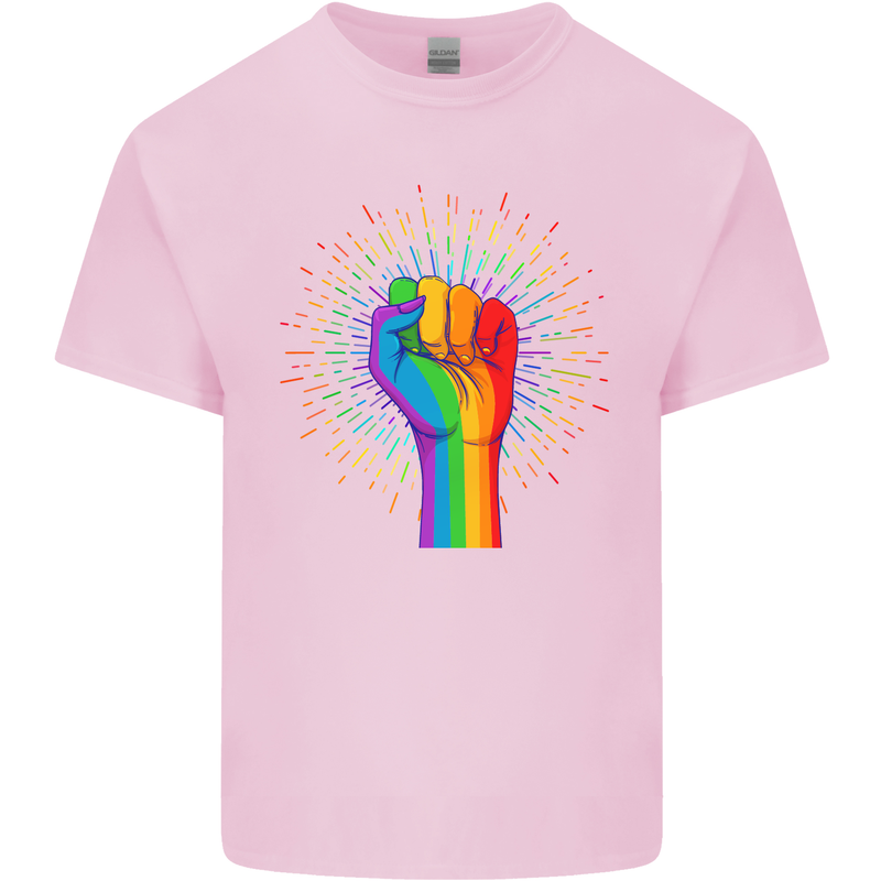 LGBT Fist Gay Pride Day Awareness Mens Cotton T-Shirt Tee Top Light Pink