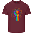LGBT Fist Gay Pride Day Awareness Mens Cotton T-Shirt Tee Top Maroon