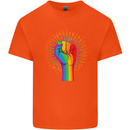 LGBT Fist Gay Pride Day Awareness Mens Cotton T-Shirt Tee Top Orange