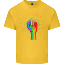 LGBT Fist Gay Pride Day Awareness Mens Cotton T-Shirt Tee Top Yellow