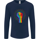 LGBT Fist Gay Pride Day Awareness Mens Long Sleeve T-Shirt Navy Blue