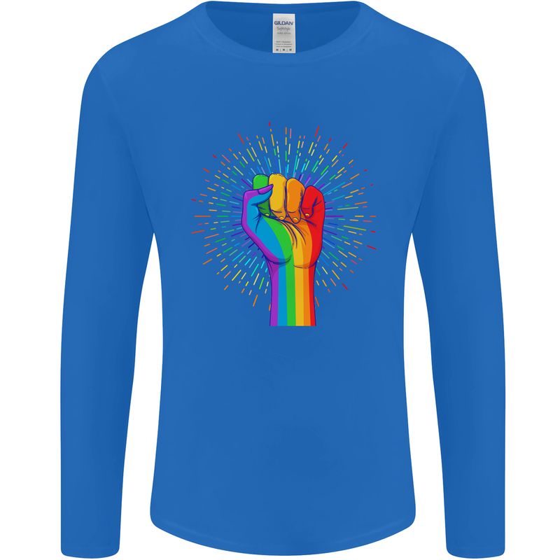 LGBT Fist Gay Pride Day Awareness Mens Long Sleeve T-Shirt Royal Blue