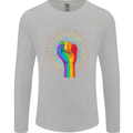 LGBT Fist Gay Pride Day Awareness Mens Long Sleeve T-Shirt Sports Grey