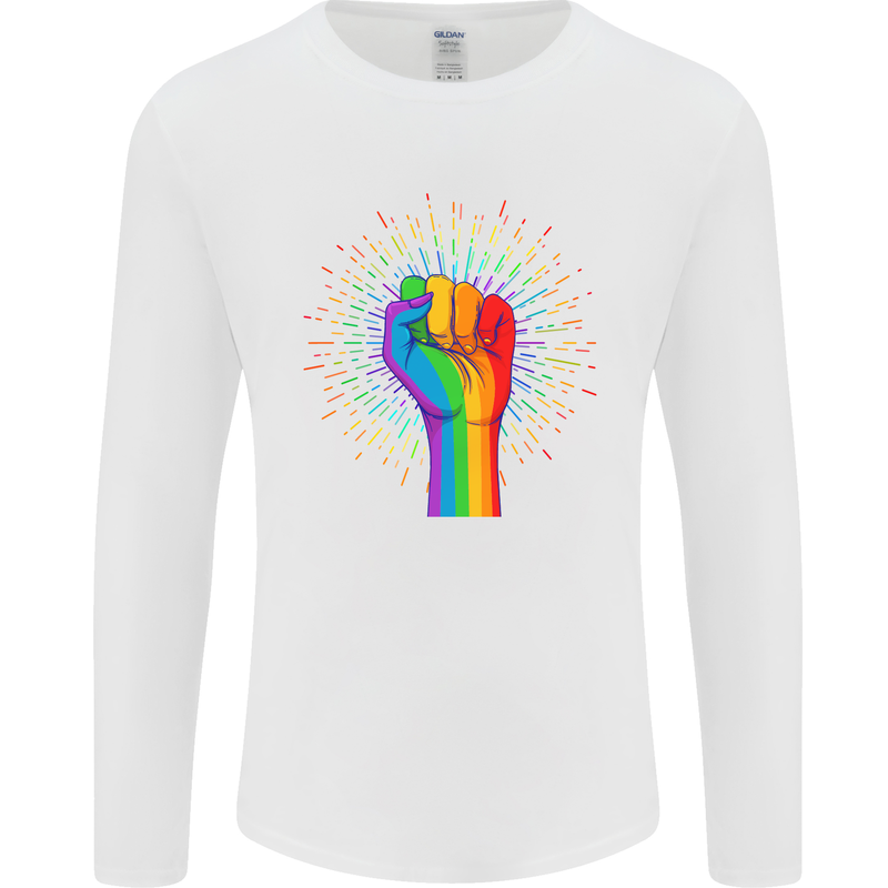 LGBT Fist Gay Pride Day Awareness Mens Long Sleeve T-Shirt White