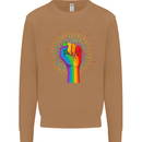 LGBT Fist Gay Pride Day Awareness Mens Sweatshirt Jumper Caramel Latte