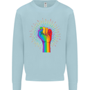 LGBT Fist Gay Pride Day Awareness Mens Sweatshirt Jumper Light Blue