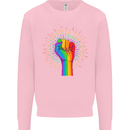LGBT Fist Gay Pride Day Awareness Mens Sweatshirt Jumper Light Pink