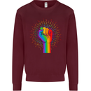 LGBT Fist Gay Pride Day Awareness Mens Sweatshirt Jumper Maroon