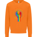 LGBT Fist Gay Pride Day Awareness Mens Sweatshirt Jumper Orange