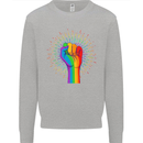 LGBT Fist Gay Pride Day Awareness Mens Sweatshirt Jumper Sports Grey