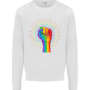 LGBT Fist Gay Pride Day Awareness Mens Sweatshirt Jumper White