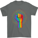LGBT Fist Gay Pride Day Awareness Mens T-Shirt Cotton Gildan Charcoal