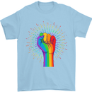 LGBT Fist Gay Pride Day Awareness Mens T-Shirt Cotton Gildan Light Blue