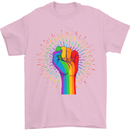 LGBT Fist Gay Pride Day Awareness Mens T-Shirt Cotton Gildan Light Pink