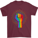 LGBT Fist Gay Pride Day Awareness Mens T-Shirt Cotton Gildan Maroon