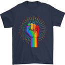 LGBT Fist Gay Pride Day Awareness Mens T-Shirt Cotton Gildan Navy Blue