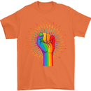 LGBT Fist Gay Pride Day Awareness Mens T-Shirt Cotton Gildan Orange