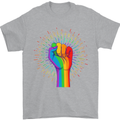 LGBT Fist Gay Pride Day Awareness Mens T-Shirt Cotton Gildan Sports Grey