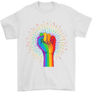 LGBT Fist Gay Pride Day Awareness Mens T-Shirt Cotton Gildan White