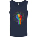 LGBT Fist Gay Pride Day Awareness Mens Vest Tank Top Navy Blue