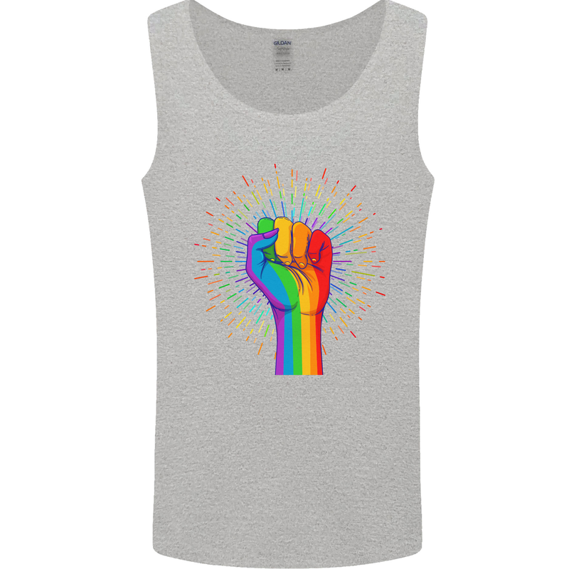 LGBT Fist Gay Pride Day Awareness Mens Vest Tank Top Sports Grey