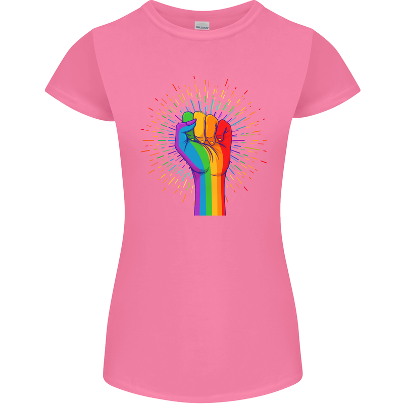LGBT Fist Gay Pride Day Awareness Womens Petite Cut T-Shirt Azalea