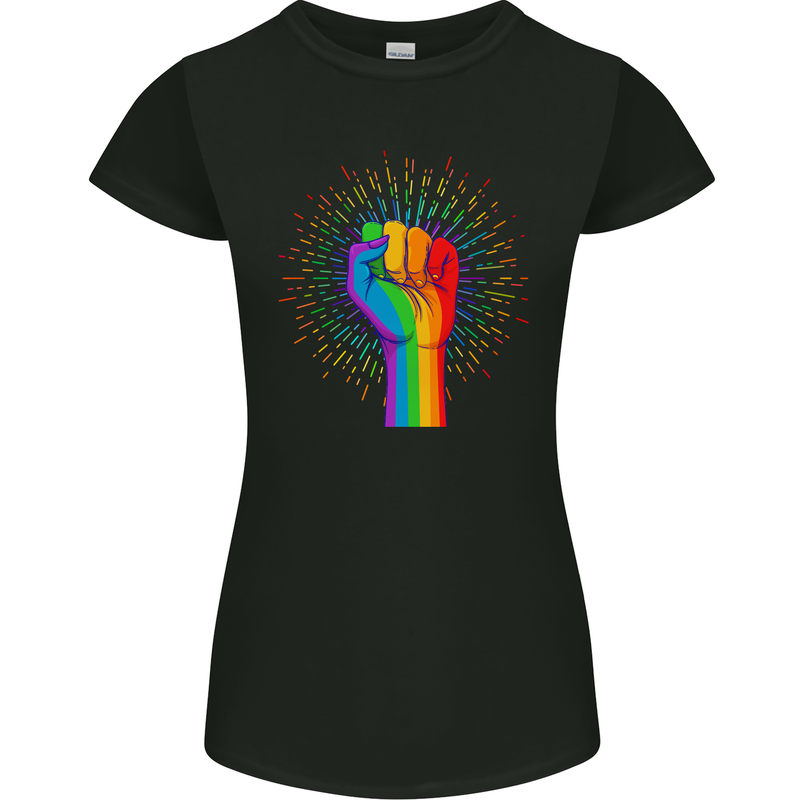 LGBT Fist Gay Pride Day Awareness Womens Petite Cut T-Shirt Black