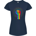 LGBT Fist Gay Pride Day Awareness Womens Petite Cut T-Shirt Navy Blue
