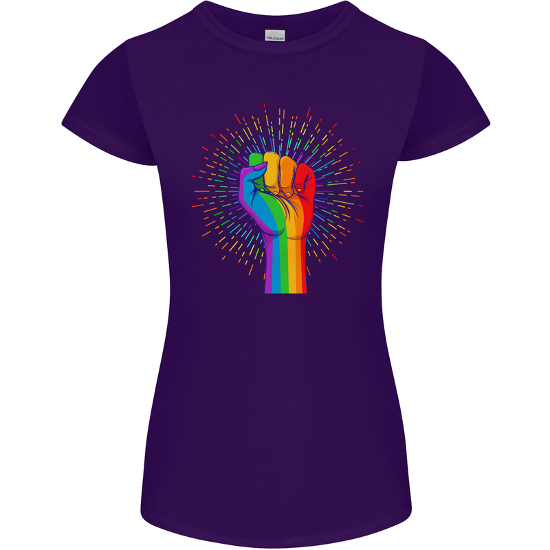 LGBT Fist Gay Pride Day Awareness Womens Petite Cut T-Shirt Purple