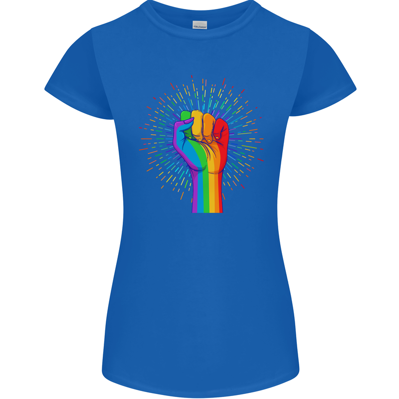 LGBT Fist Gay Pride Day Awareness Womens Petite Cut T-Shirt Royal Blue