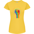 LGBT Fist Gay Pride Day Awareness Womens Petite Cut T-Shirt Yellow