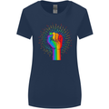 LGBT Fist Gay Pride Day Awareness Womens Wider Cut T-Shirt Navy Blue