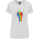 LGBT Fist Gay Pride Day Awareness Womens Wider Cut T-Shirt White
