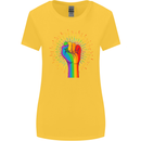 LGBT Fist Gay Pride Day Awareness Womens Wider Cut T-Shirt Yellow