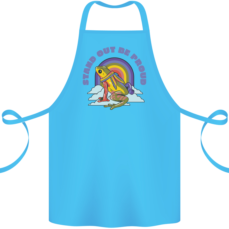 LGBT Frog Stand Out to Be Proud Gay Pride Cotton Apron 100% Organic Turquoise