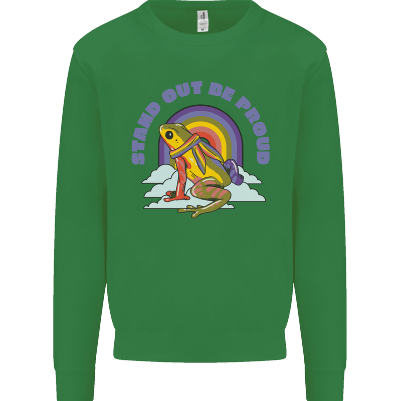 LGBT Frog Stand Out to Be Proud Gay Pride Kids Sweatshirt Jumper Irish Green