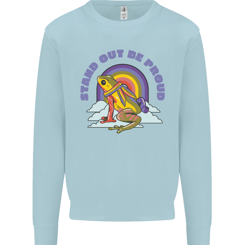 LGBT Frog Stand Out to Be Proud Gay Pride Kids Sweatshirt Jumper Light Blue