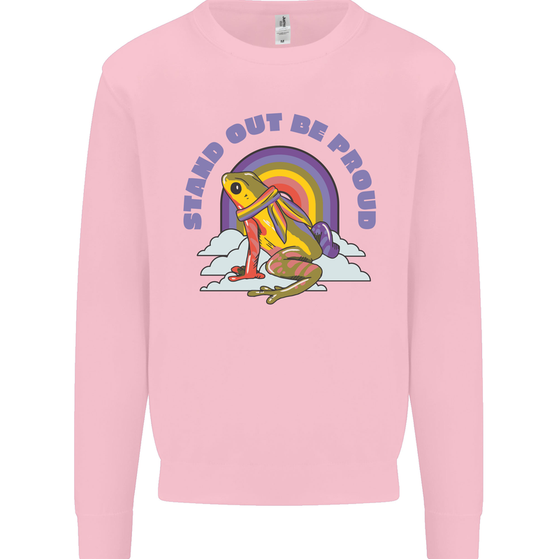 LGBT Frog Stand Out to Be Proud Gay Pride Kids Sweatshirt Jumper Light Pink