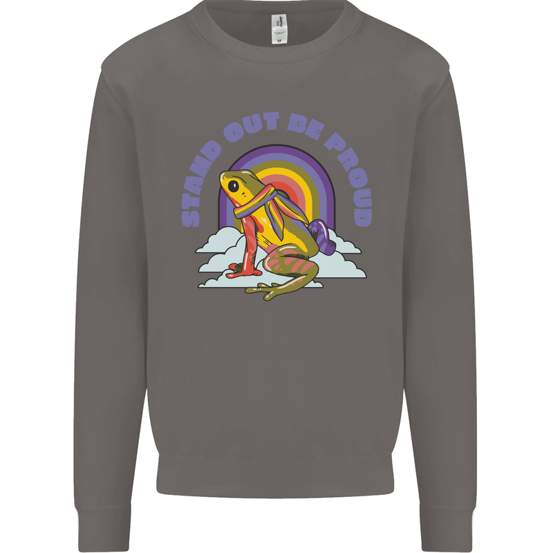 LGBT Frog Stand Out to Be Proud Gay Pride Mens Sweatshirt Jumper Charcoal