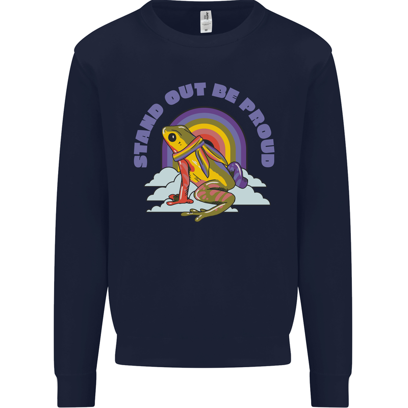 LGBT Frog Stand Out to Be Proud Gay Pride Mens Sweatshirt Jumper Navy Blue