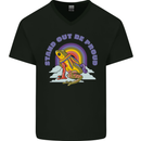 LGBT Frog Stand Out to Be Proud Gay Pride Mens V-Neck Cotton T-Shirt Black