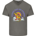 LGBT Frog Stand Out to Be Proud Gay Pride Mens V-Neck Cotton T-Shirt Charcoal