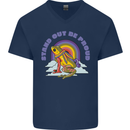 LGBT Frog Stand Out to Be Proud Gay Pride Mens V-Neck Cotton T-Shirt Navy Blue