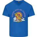 LGBT Frog Stand Out to Be Proud Gay Pride Mens V-Neck Cotton T-Shirt Royal Blue