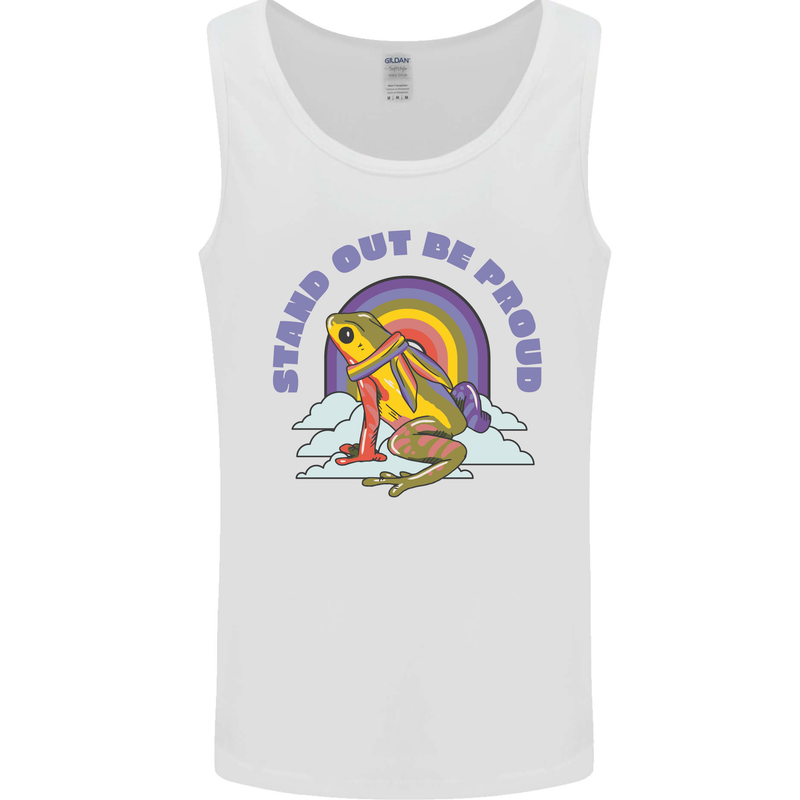 LGBT Frog Stand Out to Be Proud Gay Pride Mens Vest Tank Top White
