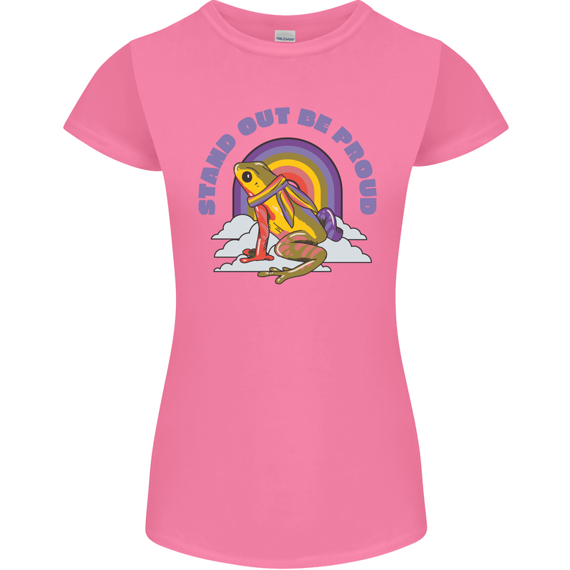 LGBT Frog Stand Out to Be Proud Gay Pride Womens Petite Cut T-Shirt Azalea